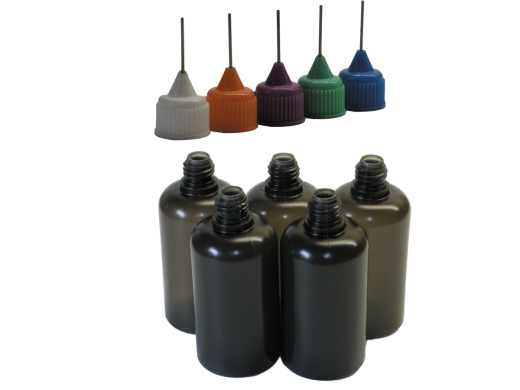 50 ml PE Nadelflaschen schwarz (transluzent)
