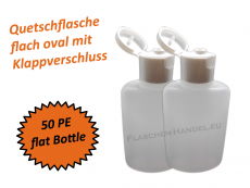 Oval Flasche HDPE 50ml mit Klappschanierverschluss Din18