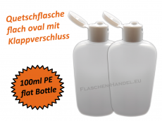 Oval Flasche HDPE 100ml mit Klappschanierverschluss Din18