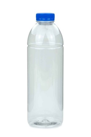 1000 ml PET-Smoothie-Flasche transparent, Ø 81,0 mm, Verschluss blau