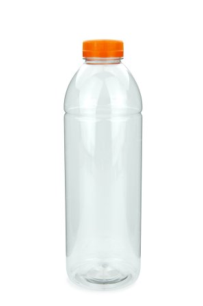 1000 ml PET-Smoothie-Flasche transparent, Ø 81,0 mm, Verschluss orange