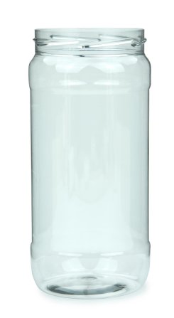 1.000 ml PET-Weithalstiegel 82 klar, rund mit Etikettierfeld (82 RTS) – ohne Deckel