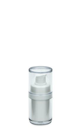 15 ml Airless Spender - Lusso - weiß, Kappe klar