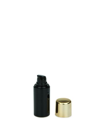 15 ml Airless Spender - Primo - schwarz, Kappe gold metallisiert