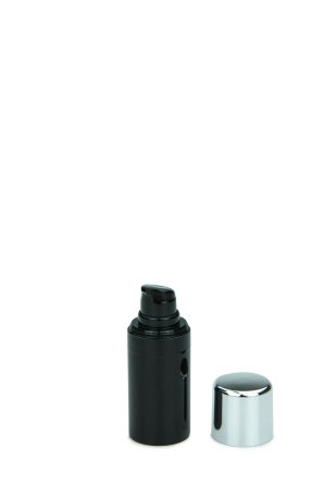 15 ml Airless Spender - Primo - schwarz, Kappe silber