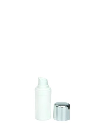 15 ml Airless Spender - Primo - weiß, Kappe silber