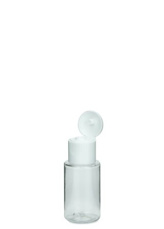 20 ml PET-Flasche transparent, Ø 26,5 mm, Klappverschluss weiß