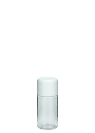 20 ml PET-Flasche transparent, Ø 26,5 mm, doppelwandiger Verschluss, soft weiß