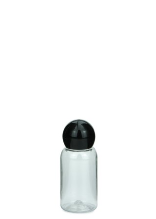 25 ml PET-Flasche transparent, Ø 28,5 mm, Kugelverschluss schwarz