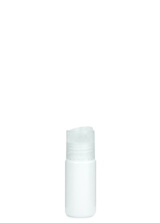 30 ml PETG-Flasche weiß, Ø 29,5 mm, Disc-Top-Verschluss transparent