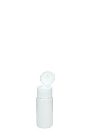 30 ml PETG-Flasche weiß, Ø 29,5 mm, Klappverschluss, Softline matt weiß