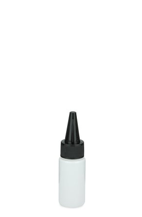 30 ml PETG-Dosierflasche weiß, Ø 29,5 mm, Schraubkappe schwarz