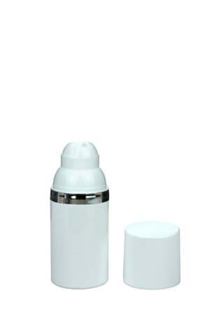 30 ml Airless Spender - Medio - weiß, Kopf weiß/silber - Self Closing