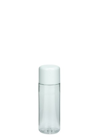 30 ml PET-Flasche transparent, Ø 26,5 mm, doppelwandiger Verschluss, soft weiß