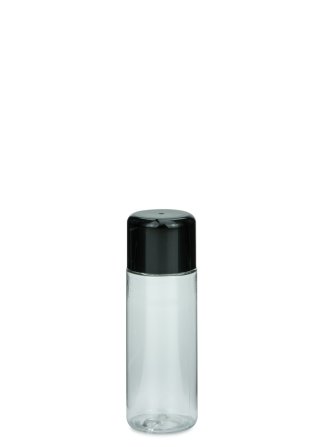 30 ml PET-Flasche transparent, Ø 26,5 mm, doppelwandiger Verschluss, soft schwarz