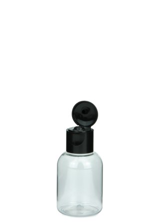 35 ml PET-Flasche transparent, Ø 34,0 mm, Klappverschluss schwarz