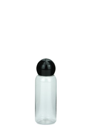35 ml PET-Flasche transparent, Ø 28,5 mm, Kugelverschluss schwarz