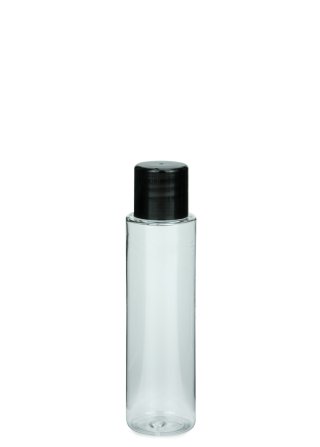 40 ml PET-Flasche transparent, Ø 26,3 mm, Schraubverschluss (Mini-Gewinde) schwarz