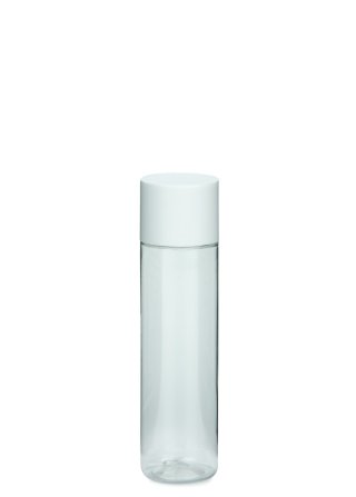 40 ml PET-Flasche transparent, Ø 26,3 mm, doppelwandiger Verschluss, kantig weiß