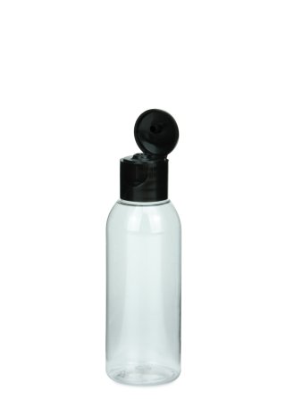 50 ml PET-Flasche transparent, Ø 31,5 mm, Klappverschluss schwarz