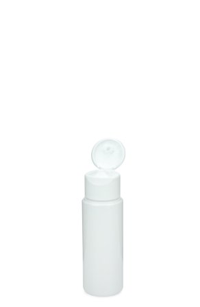 50 ml PETG-Flasche weiß, Ø 32,0 mm, Klappverschluss, Softline matt weiß