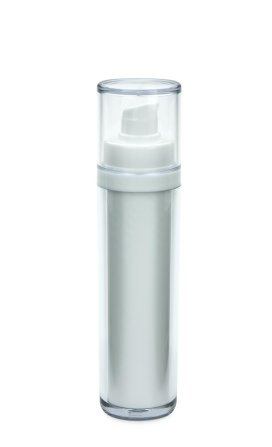 50 ml Airless Spender - Lusso - weiß, Kappe klar