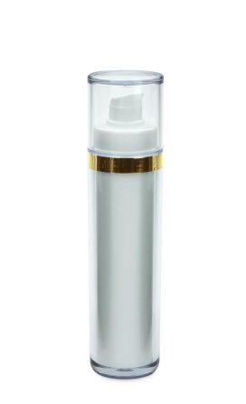 50 ml Airless Spender - Lusso - weiß, Kopf weiß/gold, Kappe klar
