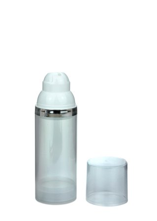 50 ml Airless Spender - Medio - klar, Kopf weiß/silber - Self Closing