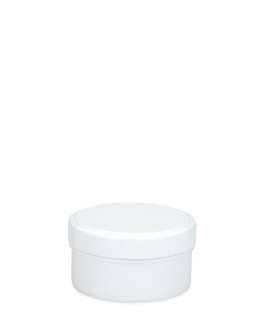 50 ml PP-Cremetiegel weiß, flach – Deckel weiß