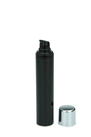 50 ml Airless Spender - Primo - schwarz, Kappe silber