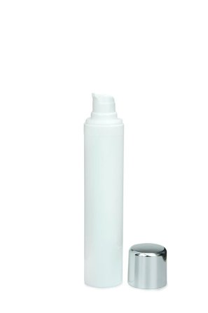 50 ml Airless Spender - Primo - weiß, Kappe silber