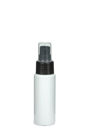 50 ml PETG-Flasche weiß, Ø 32,0 mm, Lotionpumpe schwarz