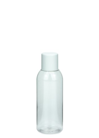 50 ml PET-Flasche transparent, Ø 31,5 mm, Schraubverschluss (Mini-Gewinde) weiß