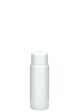50 ml PETG-Flasche weiß, Ø 32,0 mm, Schraubverschluss mit Spritzeinsatz weiß