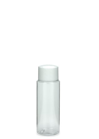 50 ml PETG-Flasche transparent, Ø 32,0 mm, Schraubverschluss mit Spritzeinsatz weiß
