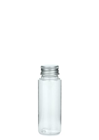 50 ml PETG-Flasche transparent, Ø 32,0 mm, Alu-Schraubkappe