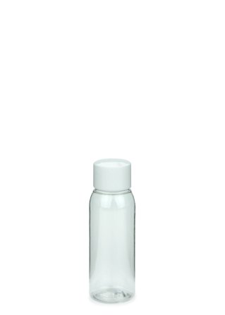 60 ml PET-Flasche transparent, Ø 34,3 mm, Schraubverschluss weiß
