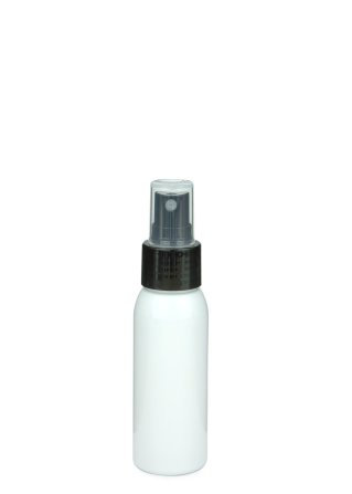 60 ml PET-Flasche weiß, Ø 34,3 mm, Sprühzerstäuber schwarz