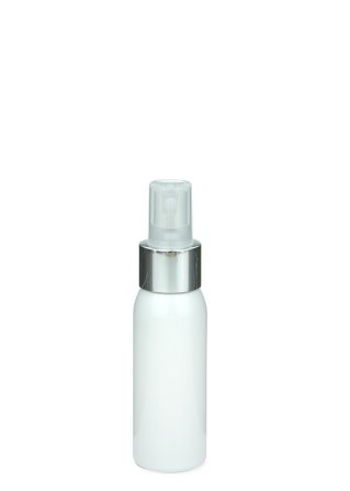 60 ml PET-Flasche weiß, Ø 34,2 mm, Sprühzerstäuber, Luxury-Ausführung natur, glatt