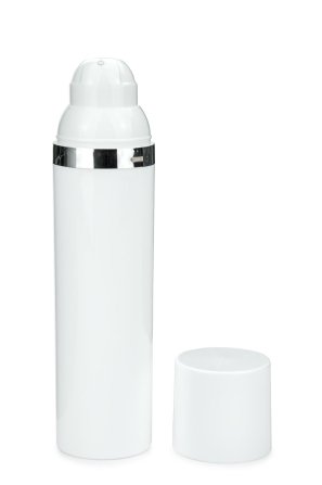 75 ml Airless Spender - Medio - weiß, Kopf weiß/silber - Self Closing