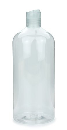 1000 ml R-PET-Flasche transparent, Ø 87,0 mm, Disc-Top-Verschluss transparent