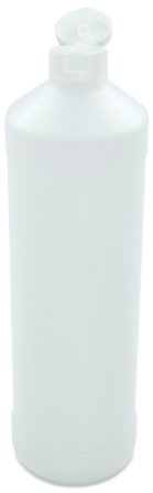 1000 ml PE-HD-Flasche weiß, Ø 80,0 mm, Klappverschluss weiß (UN-Zulassung)