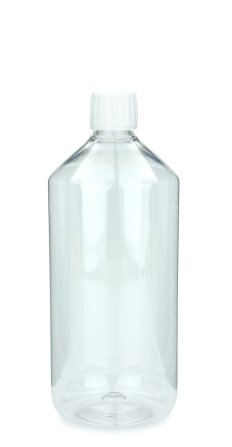 1000 ml PET-Laborflasche transparent, Ø 88,5 mm, Verschluss weiß