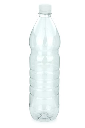 1000 ml PET-Lebensmittelflasche transparent, Ø 78,0 mm, Verschluss weiß