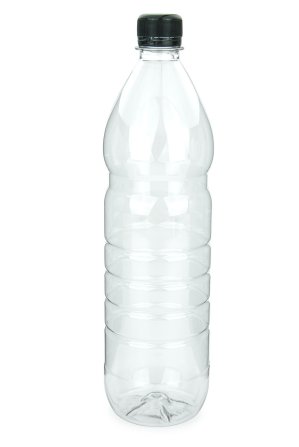 1000 ml PET-Lebensmittelflasche transparent, Ø 78,0 mm, Verschluss schwarz