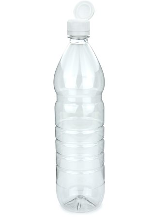 1000 ml PET-Speiseöl-Flasche transparent, Ø 78,0 mm, Verschluss weiß