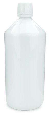 1000 ml PET-Laborflasche Ausgießer weiß, Ø 88,5 mm, Verschluss weiß