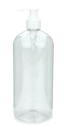 1000 ml PET-Flasche transparent, Ø 87,0 mm, Seifenpumpe weiß