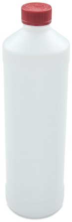 1000 ml PE-HD-Flasche weiß, Ø 80,0 mm, Schraubverschluss mit Kindersicherung rot