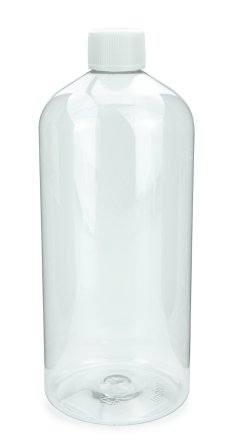 1000 ml PET-Flasche transparent, Ø 87,0 mm, Schraubverschluss mit Spritzeinsatz weiß